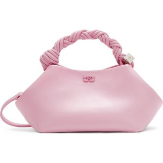 Ganni Small Bou Recycled Leather Top Handle Bag in Pink Nectar at Nordstrom