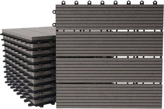 Hhg [NON UTILIZZATO] Piastrelle Premio pavimentazione da esterno Rhone T831 WPC 30x30cm 11 pezzi 1mq grigio lineare