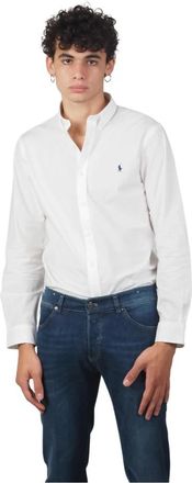 Ralph Lauren Slim-Fit Stretch Katoenen Shirt - Heren - Casual Overhemden - Wit - M - Katoen - Overhemden