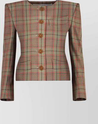 Vivienne Westwood wood checked jacket with structured shoulders