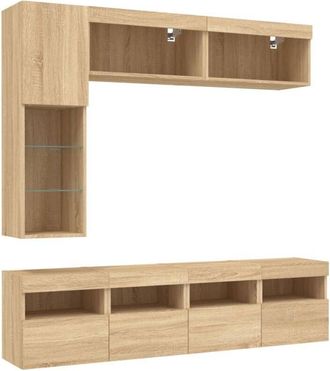 vidaXL Vidaxl - 7 Piece tv Wall Cabinet Set with led Lights Sonoma Oak