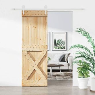 vidaXL Vidaxl - Puerta Corredera Con Herrajes Madera Maciza De Pino 80x210 Cm