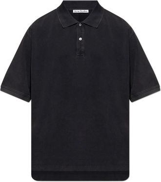 Acne Studios Washed Logo Polo - Heren - Polos - Zwart - M - Katoen - Tops