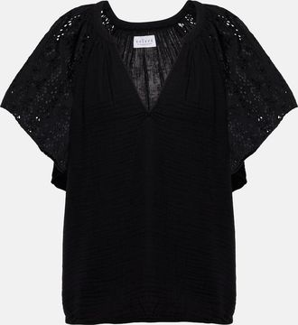 Velvet Tish embroidered cotton top