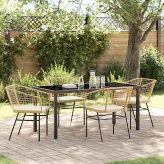 vidaXL Vidaxl - Conjunto De Comedor De Jard&iacute;n 5 Pcs Marr&oacute;n Rat&aacute;n Sint&eacute;tico