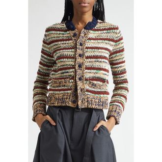 sacai Mixed Yarn Cotton Blend Cardigan in Beige Multi at Nordstrom, Size 3