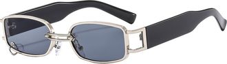 Generic Metal Mens Square Sunglasses Outdoor Vacation Womens Sun Glasses(Silver)