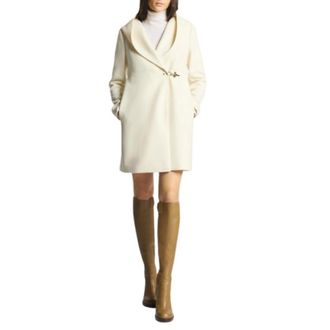 Fay Jassen, Dames, Wit, L, Wol, Gecoate Jas Met Haaksluiting