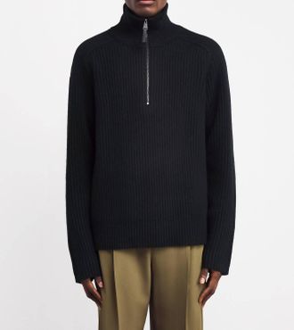 SIMKHAI Henry Half-Zip Cashmere Blend Sweater In Black