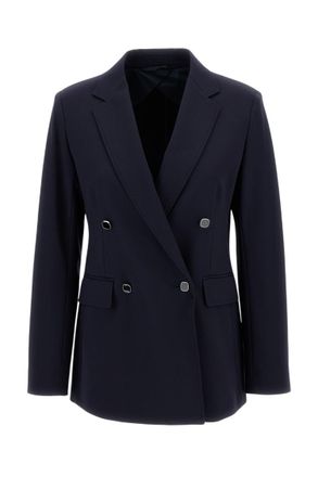 Max Mara Dark Blue Notched Lapel Blazer