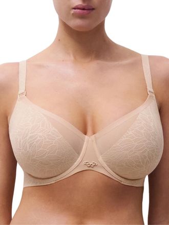 Chantelle Womens Pure Lace Covering Moulded Bra - Beige Polyamide - Size 36E