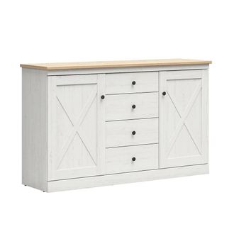 Petits Meubles Buf&eacute; 2 puertas 4 cajones tableros de part&iacute;culas blanco y madera