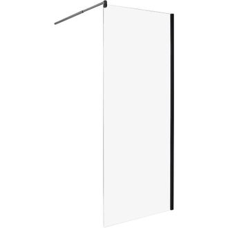 Beliani Box Doccia in Vetro Temperato Divisorio Senza Porta nero 80 x 190 cm Ahaus
