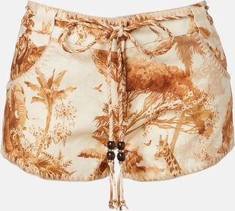 Zimmermann Indra beaded printed linen shorts