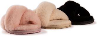 Aus Wooli Australia Australia Women Sheepskin Wool Brighton Slippers - Pink - UK WOMEN 6/UK MEN 6
