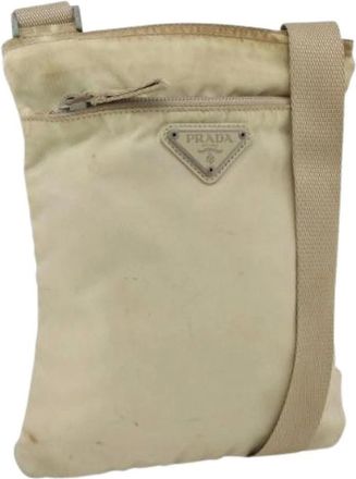 Prada Pre-owned Cross Body Bags, female, Beige, Size: ONE SIZE Pre-owned Vintage Nylon Shoulder Bag
