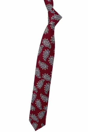 Robert Talbott Mens Best Of Class Woven Silk Tie In Burgundy, Grey, And Tan Paisley