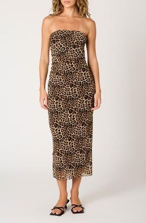 Nia Rowa Strapless Midi Dress in Tan at Nordstrom Rack, Size X-Large