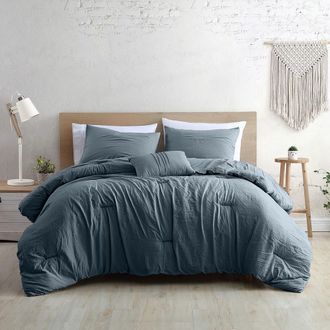 Modern Threads 4-Piece Garment-Washed Comforter Set - Beck Dark Rose - Queen in Denim at Nordstrom Rack, Size King