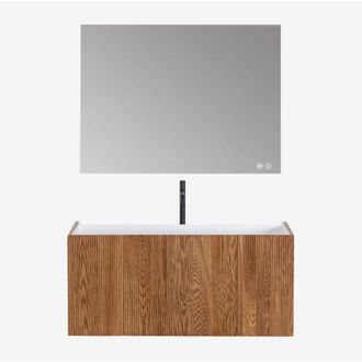 Sklum Conjunto De Mueble De Ba&ntilde;o En Madera Con Lavabo Integrado Fiore Sklum