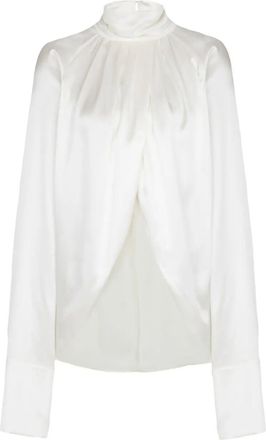 Balmain Drapped Silk Blouse Shirt