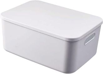 OEM Caja De Almacenamiento De Pl&aacute;stico Apilable, 1 Pieza, Caja De Almacenamiento Multifuncional Con Tapa, Caja De Almacenamiento Con Asa, Blanca, Ligera