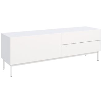 Selsey Selsey Olio - Mueble Tv Con 1 Puerta Abatible Y 2 Cajones - 160 Cm - Blanco