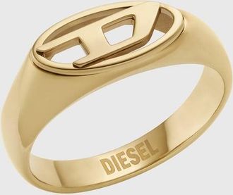 Diesel Gold-Tone Stainless Steel Signet Ring - Rings - Unisex - Gold