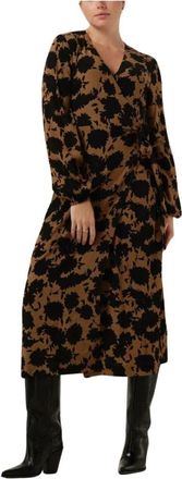 Modstr&ouml;m Allison Print Jurk - Dames - Casual kleedjes - Bruin - XS - Polyester - Kleedjes