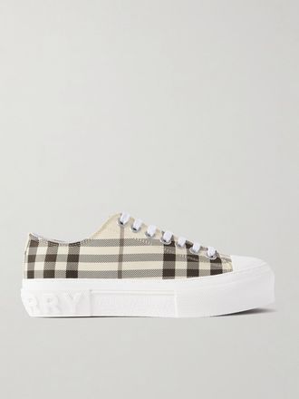 Burberry Sneakers In Tela A Quadri - Neutri