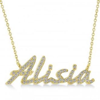 Allurez Personalized Lab Grown Diamond Name Pendant Necklace 14k Yellow Gold