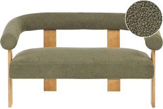 Beliani Sofa 2 Seater ILBRO Boucle Green/ Light Brown