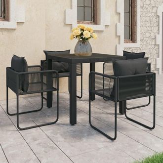 vidaXL Set De Comedor De Jard&iacute;n De 5 Piezas Pvc Rat&aacute;n Negro Vidaxl