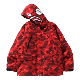 A Bathing Ape Color Camo Shark SnowBoard Down Jacket Red 1I30-144-002-RED