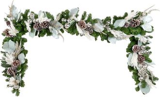 Creative Displays Inc. Handcrafted 9Ft Holiday Garland With Magnolia Leaves, Ornaments & Pinecones