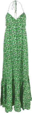 Rotate floral-print halterneck maxi dress - women - Viscose/FSC Viscose - M - Green