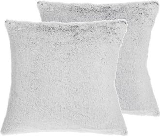 Beliani Conjunto De Cojines Decorativos De Piel Sint&eacute;tica Gris 45 X 45 Cm Decoraci&oacute;n Moderna Clematis