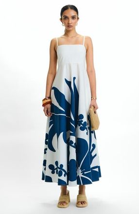 Diarrablu Cotton Poplin Oria Midi Dress Ula in Ula Navy at Nordstrom, Size Small