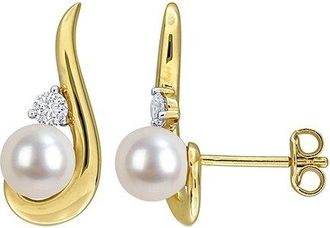 Rina Limor Gold-Plated Silver 0.30 Ct. Tw. Lab-Grown Gemstone & 6-6.5Mm Pearl Earrings