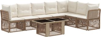 vidaXL Conjunto De Sof&aacute;s De Jard&iacute;n 8 Uds. Beige Rat&aacute;n Sint&eacute;tico Vidaxl