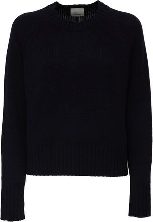 Allude Boxy Ribbed Wool Cashmere Crewneck Sweater