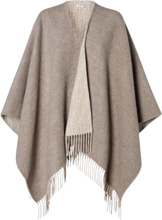 Fendi Poncho - Dames - Wintersjaals - Beige - ONE Size - Wol - Accessoires