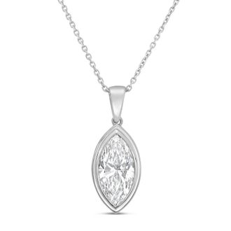Diana M. Jewels 14kt white gold 4.00 ct lab grown marquise bezel with bail pendant