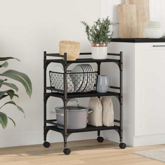 vidaXL Vidaxl Carrello Da Cucina Rovere Nero 50 X 35 X 75.5 Cm