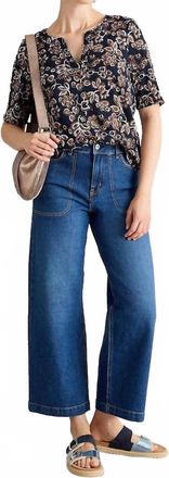 White Stuff Weaver Notch Neck Tee In Navy