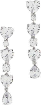 Self Portrait Silver Crystal Heart Tiered Earrings