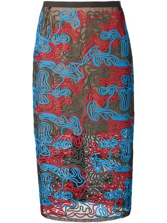 Julien David exposed seam mesh skirt - Blue