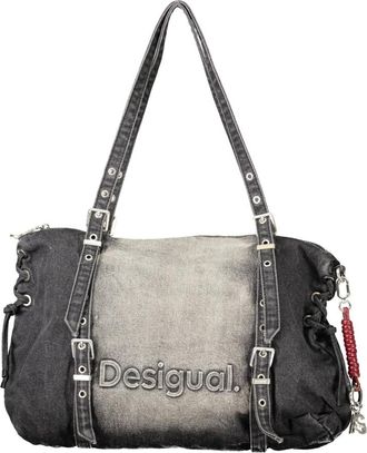 Desigual Half Logo Denim Lanuza Bag - Dames - Schoudertassen - Zwart - ONE Size - Denim - Tassen