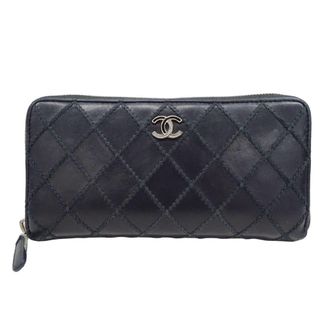 Chanel Black Leather Long Wallet (Bi-Fold) (Pre-Owned)