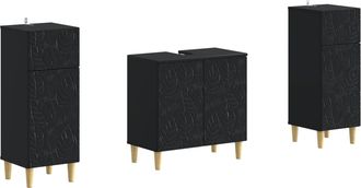 vidaXL Juego De Gabinete De Ba&ntilde;o De 2 Piezas Delft Negro Vidaxl